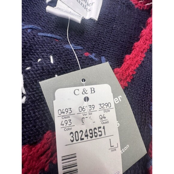 Vtg NOS  Christopher & Banks Embroidered Cardigan USA Sz L Grandmacore Patriotic - Picture 4 of 9